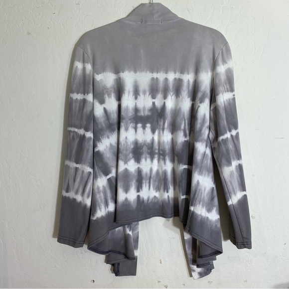 Produce Co. Tie Dye Open Cardigan Size Large Gray & White NY18P Made in USA - Picture 2 of 9